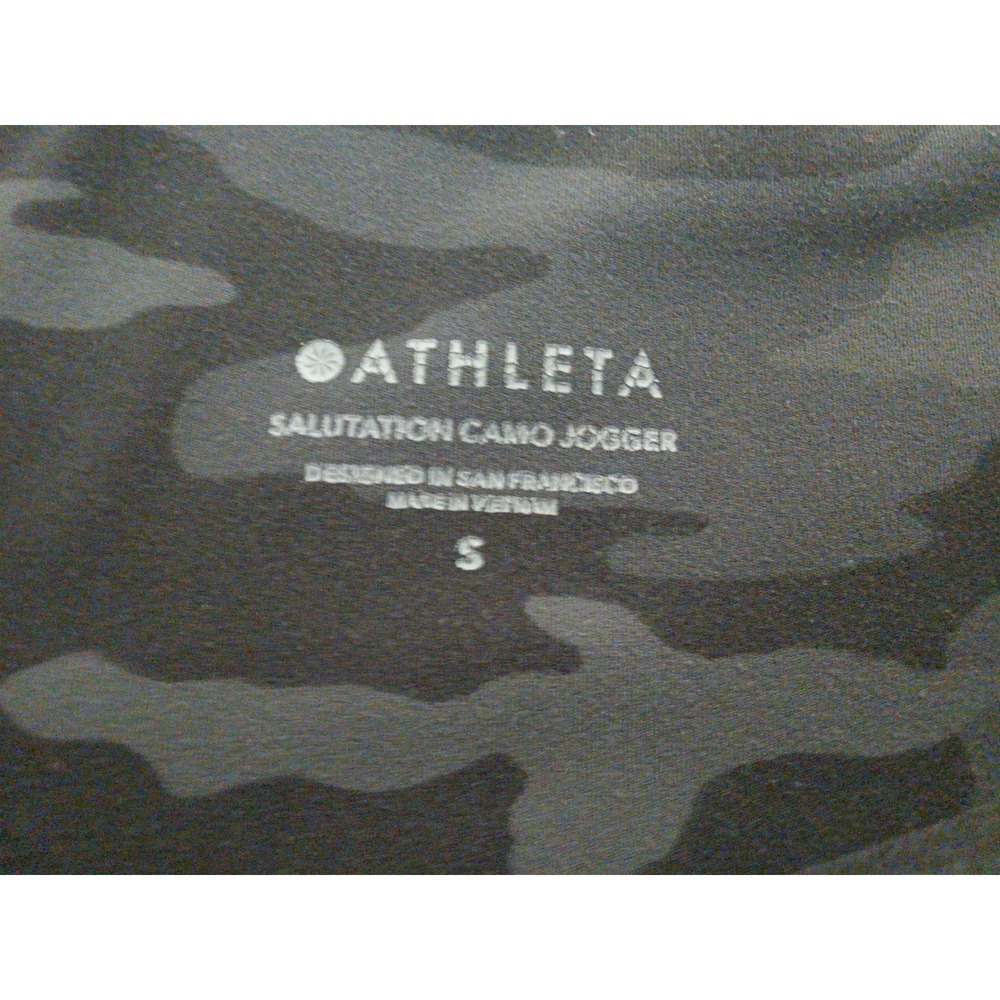 Athleta Salutation Camo Jogger Pants Size S Black Gray Workout Athleisure - Picture 4 of 10